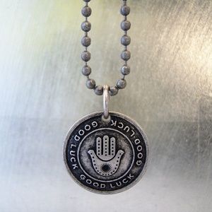 Marc Jacobs Good Luck Charm Necklace Pewter Finish